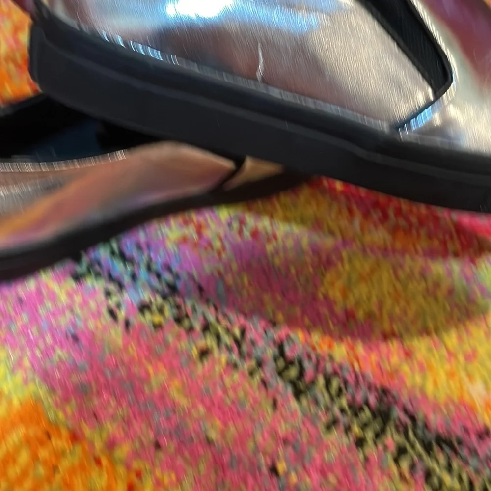 Versace 1969 RETRO silver metallic slide on sneakers size 37 (US7) black bottom